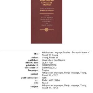 خرید و دانلود نسخه کامل کتاب Athabaskan language studies: essays in honor of Robert W. Young