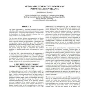 خرید و دانلود نسخه کامل کتاب Automatic generation of German pronunciation variants