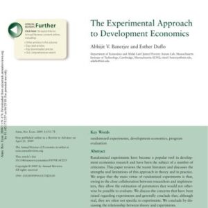 خرید و دانلود نسخه کامل کتاب Banerjee Duflo The Experimental Approach to Development Economics