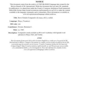 خرید و دانلود نسخه کامل کتاب Breve Estudio Comparativo de maya, chʼol, y tzeltal