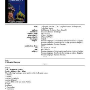 خرید و دانلود نسخه کامل کتاب Colloquial Russian – The Complete Course for Beginners