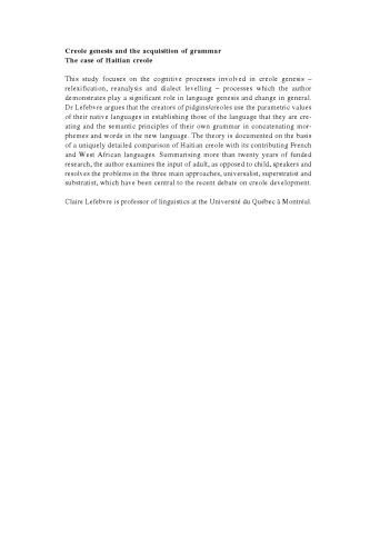 خرید و دانلود نسخه کامل کتاب Creole Genesis and the Acquisition of Grammar: The Case of Haitian Creole_68ba121c732fd.jpeg خرید و دانلود نسخه کامل کتاب Creole Genesis and the Acquisition of Grammar: The Case of Haitian Creole
