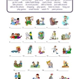 خرید و دانلود نسخه کامل کتاب Упражнение – распечатка – Hobbies