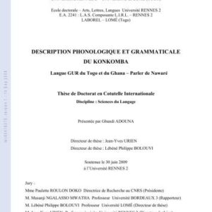 خرید و دانلود نسخه کامل کتاب Description Phonologique et Grammaticale du Konkomba