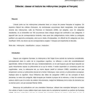 خرید و دانلود نسخه کامل کتاب Détecter, classer et traduire les métonymies (anglais et français)