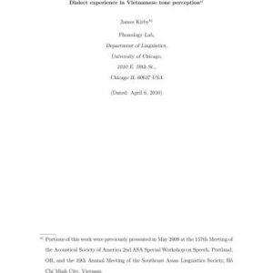 خرید و دانلود نسخه کامل کتاب Dialect experience in Vietnamese tone perception