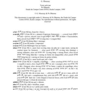 خرید و دانلود نسخه کامل کتاب Dictionnaire Cham-Viet-Français