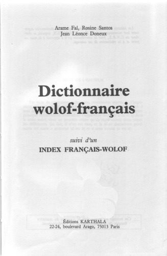 خرید و دانلود نسخه کامل کتاب Dictionnaire wolof-français : suivi d’ un index français-wolof_68b9c20cb53d9.jpeg خرید و دانلود نسخه کامل کتاب Dictionnaire wolof-français : suivi d’ un index français-wolof