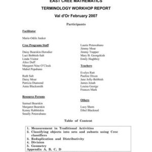 خرید و دانلود نسخه کامل کتاب East Cree Mathematics – Terminology Workshop Report