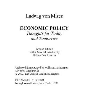 خرید و دانلود نسخه کامل کتاب Economic policy, thoughts for today and tomorrow
