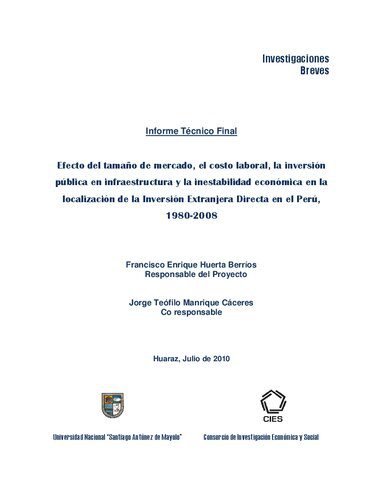 خرید و دانلود نسخه کامل کتاب Efecto del tamaño de mercado, el costo laboral, la inversión pública en infraestructura y la inestabilidad económica en la localización de la Inversión Extranjera Directa en el Perú, 1980-2008. Informe Técnico Final_68c80a5df338a.jpeg خرید و دانلود نسخه کامل کتاب Efecto del tamaño de mercado, el costo laboral, la inversión pública en infraestructura y la inestabilidad económica en la localización de la Inversión Extranjera Directa en el Perú, 1980-2008. Informe Técnico Final