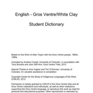خرید و دانلود نسخه کامل کتاب English – Gros Ventre/White Clay Student Dictionary