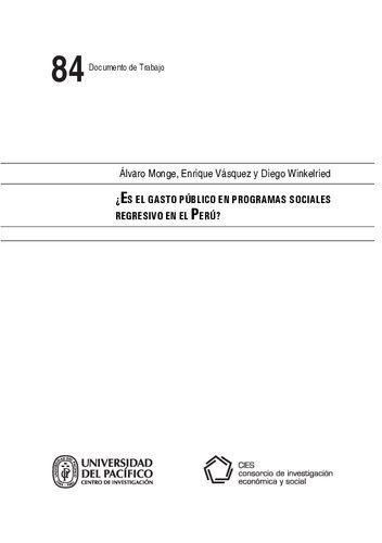خرید و دانلود نسخه کامل کتاب ¿Es el gasto público en programas sociales regresivo en el Perú?_68c8c6ad58c2d.jpeg خرید و دانلود نسخه کامل کتاب ¿Es el gasto público en programas sociales regresivo en el Perú?