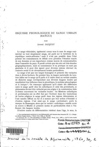 خرید و دانلود نسخه کامل کتاب Esquisse phonologique du Sango urbain (Bangui)_68bde2a8131ab.jpeg خرید و دانلود نسخه کامل کتاب Esquisse phonologique du Sango urbain (Bangui)