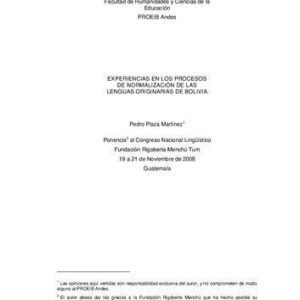 خرید و دانلود نسخه کامل کتاب Experiencias en los procesos de normalización de las lenguas originarias de Bolivia
