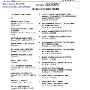 خرید و دانلود نسخه کامل کتاب Georgia Criminal Indictment “The State of Georgia vs. Donald John Trump & others” / August 14, 2023