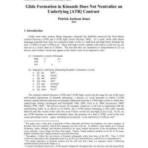 خرید و دانلود نسخه کامل کتاب Glide Formation in Kinande Does Not Neutralize an Underlying [ATR] Contrast