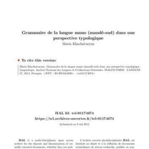 خرید و دانلود نسخه کامل کتاب Grammaire de la langue mano (mandé-sud) dans une perspective typologique