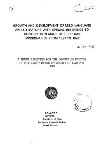 خرید و دانلود نسخه کامل کتاب Growth and development of Mizo language and literature with special reference to contribution made by Christian missionaries from 1897 to 1947_68bd39a7a3ef0.jpeg خرید و دانلود نسخه کامل کتاب Growth and development of Mizo language and literature with special reference to contribution made by Christian missionaries from 1897 to 1947