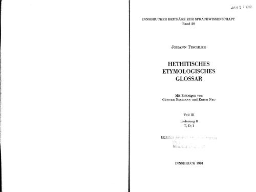 خرید و دانلود نسخه کامل کتاب Hethitisches etymologisches Glossar. Teil III (T)_68bac3918e64a.jpeg خرید و دانلود نسخه کامل کتاب Hethitisches etymologisches Glossar. Teil III (T)