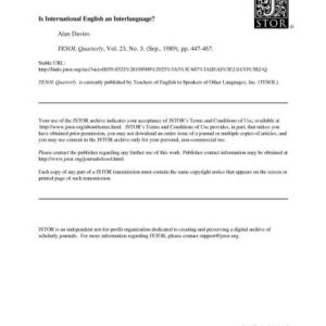خرید و دانلود نسخه کامل کتاب Is International English an interlanguage?