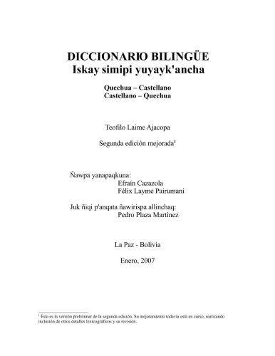 خرید و دانلود نسخه کامل کتاب Iskay simipi yuyayk’ancha: Quechua – Castellano, Castellano – Quechua_68bda72420472.jpeg خرید و دانلود نسخه کامل کتاب Iskay simipi yuyayk’ancha: Quechua – Castellano, Castellano – Quechua
