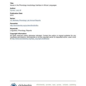 خرید و دانلود نسخه کامل کتاب Issues in the Phonology-Morphology Interface in African languages