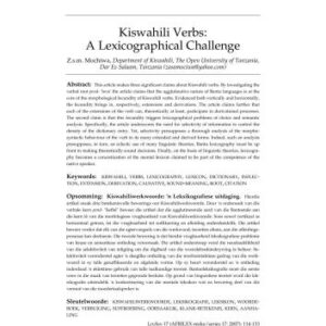 خرید و دانلود نسخه کامل کتاب Kiswahili Verbs: A Lexicographical Challenge
