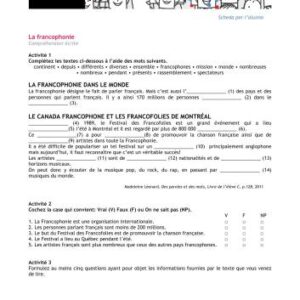 خرید و دانلود نسخه کامل کتاب La francophonie. Une fiche d’activités