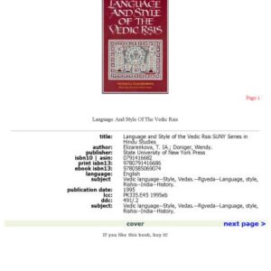 خرید و دانلود نسخه کامل کتاب Language and Style of the Vedic Rsis