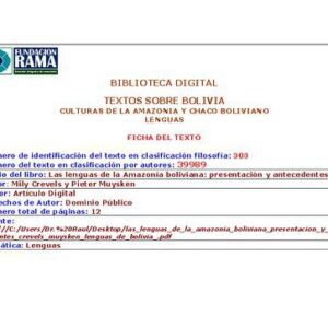 خرید و دانلود نسخه کامل کتاب Las lenguas de la Amazonía boliviana: presentación y antecedentes