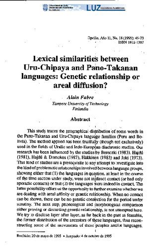 خرید و دانلود نسخه کامل کتاب Lexical similarities between Uru-Chipaya and Pano-Takanan languages: Genetic relationship or areal diffusion?_68c4f645bb56d.jpeg خرید و دانلود نسخه کامل کتاب Lexical similarities between Uru-Chipaya and Pano-Takanan languages: Genetic relationship or areal diffusion?