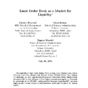 خرید و دانلود نسخه کامل کتاب Limit Order Book As A Market For Liquidity