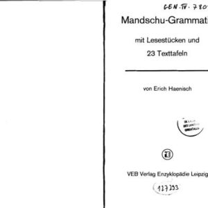 خرید و دانلود نسخه کامل کتاب Mandschu-Grammatik mit Lesestücken und 23 Texttafeln