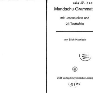 خرید و دانلود نسخه کامل کتاب Mandschu-Grammatik mit Lesestücken und 23 Texttafeln