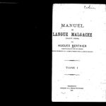 خرید و دانلود نسخه کامل کتاب Manuel de langue malgache (dialecte merina). Tome I