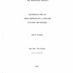 خرید و دانلود نسخه کامل کتاب Materials for an Oirat-Mongolian to English citation dictionary (Part I)