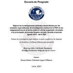 خرید و دانلود نسخه کامل کتاب Mejorar las investigaciones policiales desarrolladas por las unidades especializadas de investigación criminal de la PNP [Policía Nacional del Perú] en los megaoperativos, en la lucha contra el crimen organizado vinculado a las principales economías ilegales del país, durante el periodo agosto 2016 – abril 2020