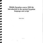 خرید و دانلود نسخه کامل کتاب Middle Egyptian Course 1995-96: Introduction to the Ancient Egyptian Language and Script