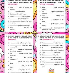 خرید و دانلود نسخه کامل کتاب Miscellanea 6: Present Simple, Present Continuois, Present Perfect, Past Simple (Worksheet)
