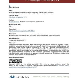 خرید و دانلود نسخه کامل کتاب Multiple usages of the verb snang in Gagatang Tibetan (Weixi, Yunnan)