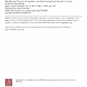 خرید و دانلود نسخه کامل کتاب ‘Neo-Marxian’ Theories of Capitalism and Underdevelopment, Towards a Critique