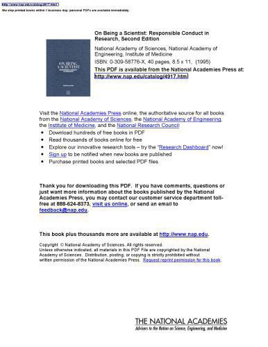 خرید و دانلود نسخه کامل کتاب On Being a Scientist: Responsible Conduct in Research, Second Edition_68c8bec491e62.jpeg خرید و دانلود نسخه کامل کتاب On Being a Scientist: Responsible Conduct in Research, Second Edition