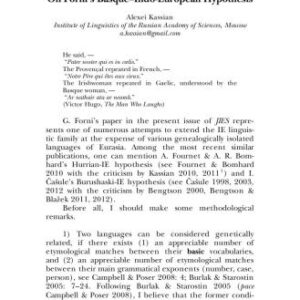 خرید و دانلود نسخه کامل کتاب On Forni’s Basque-Indo-European Hypothesis
