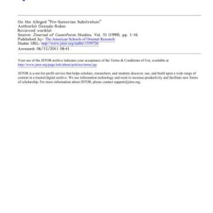 خرید و دانلود نسخه کامل کتاب On the alleged Pre-Sumerian substratum