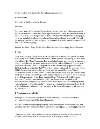 خرید و دانلود نسخه کامل کتاب On the position of Heihu in the Rmaic (Qiang) language complex_68b83a25e926e.jpeg خرید و دانلود نسخه کامل کتاب On the position of Heihu in the Rmaic (Qiang) language complex