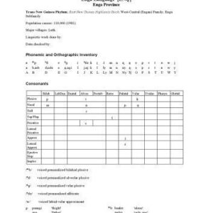 خرید و دانلود نسخه کامل کتاب Organised Phonology Data. Enga Language [ENQ]. Enga Province