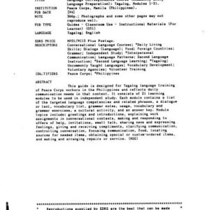 خرید و دانلود نسخه کامل کتاب Peace Corps, Manila (Philippines). Language Correspondence Course (Community Entry Language Preparation): Tagalog, Modules 1-21