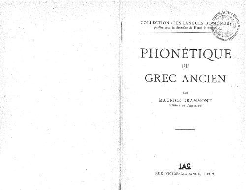 خرید و دانلود نسخه کامل کتاب Phonétique du grec ancien_68b9418765128.jpeg خرید و دانلود نسخه کامل کتاب Phonétique du grec ancien