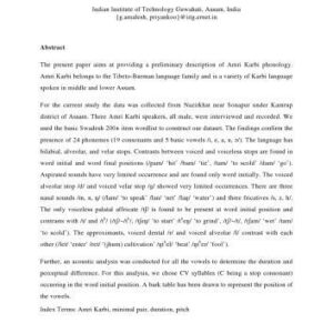 خرید و دانلود نسخه کامل کتاب Preliminary Description of Amri Karbi Phonology